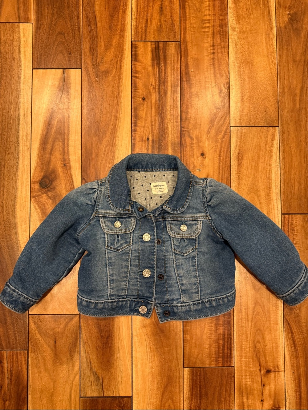 GAP Light Blue Denim Jacket with Polka Dot Lining